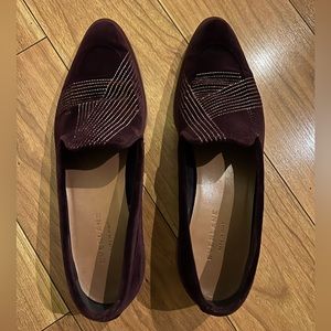 Everlane burgundy velvet loafers